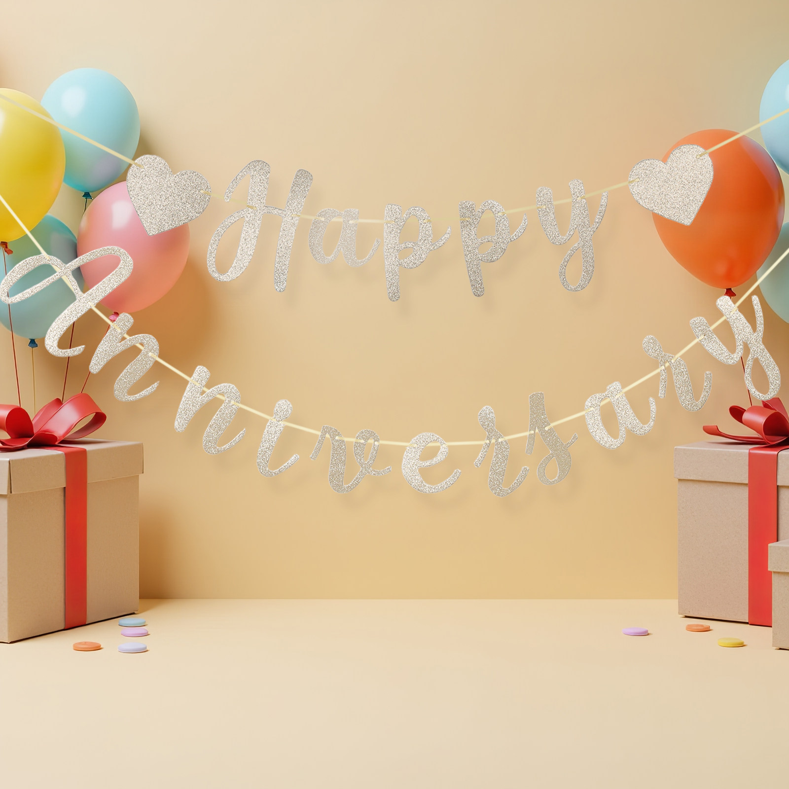 Party Banner Gold - Gelukkige Jubileum Banner Goud Glitter Voorgemonteerde