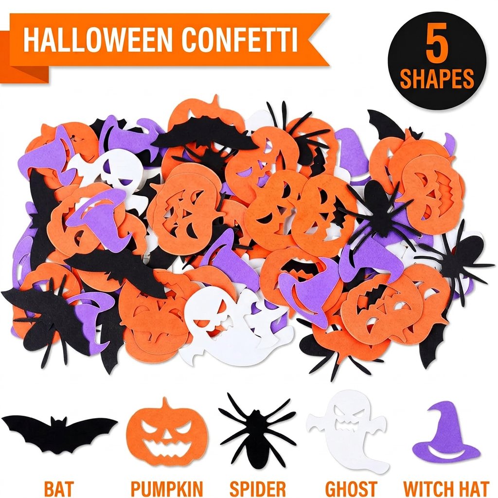Papercraft Supply Confetti - Halloween-feestdecoraties, confetti, pompoen, spook, vleermuis, spin,