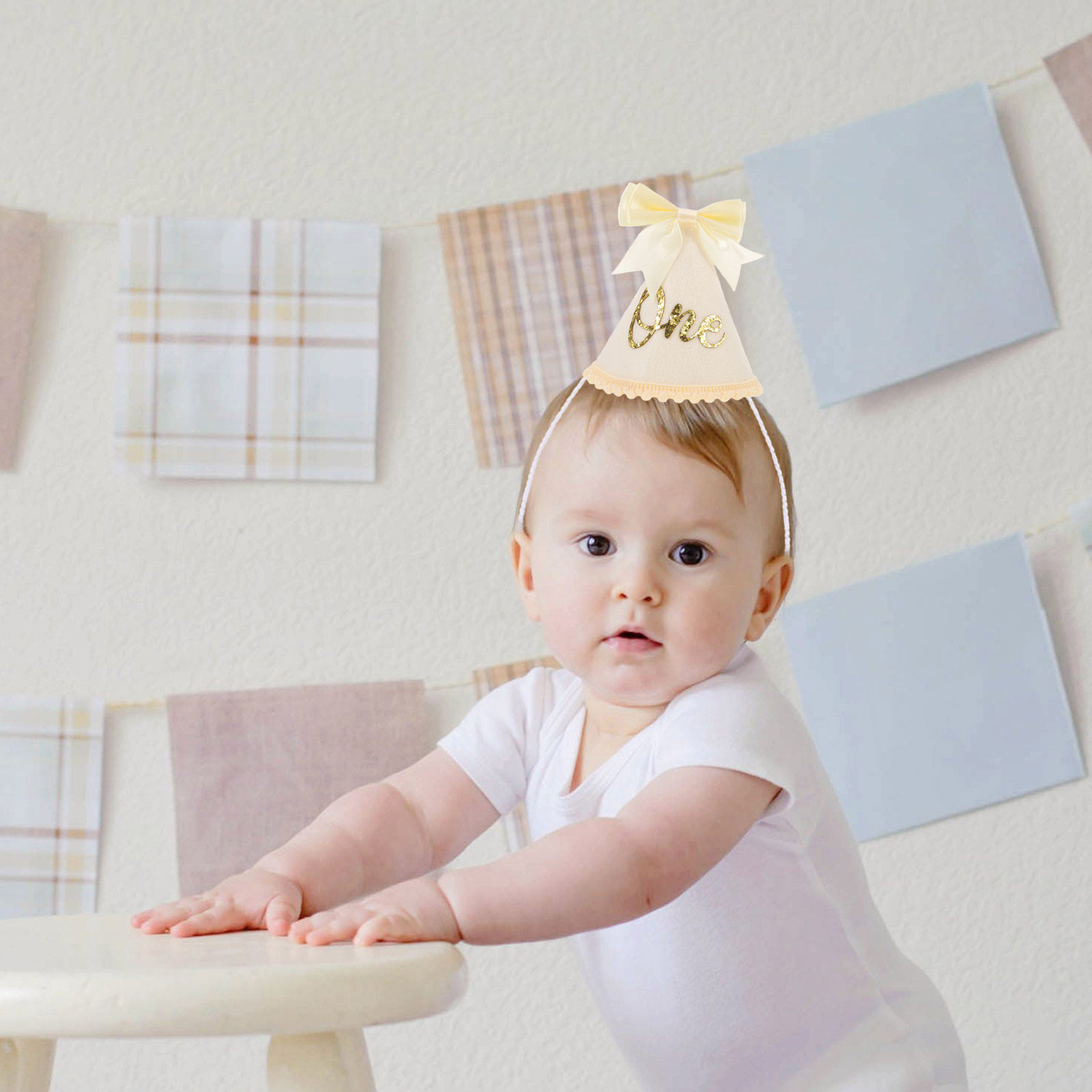 Party Hat Cone - Eerste Verjaardag Hoed Strik Baby Kroon