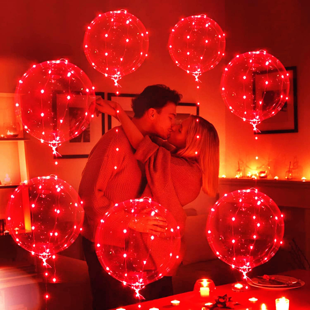 Led Balloon Light - 3 Set Rode Lichtgevende LED Transparante